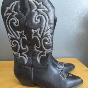 SOS Womens Black Cowboy Boots sz 12